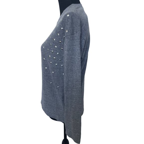 Monrow women's grey embellished sweatshirt pullover crewneck Size Small - Picture 2 of 5